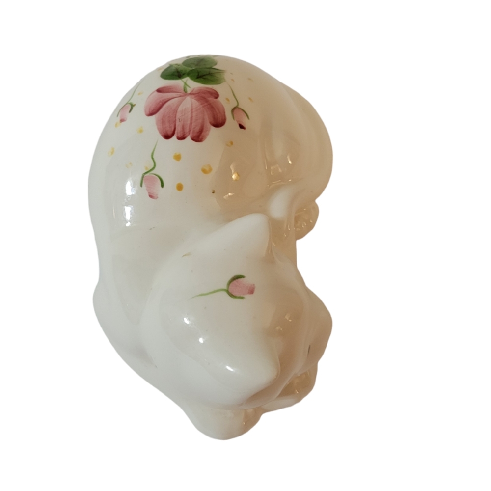 Vintage Sleeping Kitty Cat Figurine Hand Painted Flowers - Picture 6 of 11